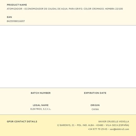 Atomizador - Economizador De Caudal De Agua. Para Grifo. Color Cromado. Hembra 22/100