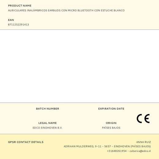 Auriculares Inalámbricos Earbuds Con Micro Bluetooth Con Estuche Blanco