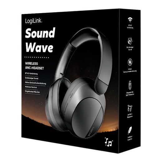 Auriculares Plegables Negros Con Bluetooth 6.0, Cancelación Activa Del Ruido Y Micrófono