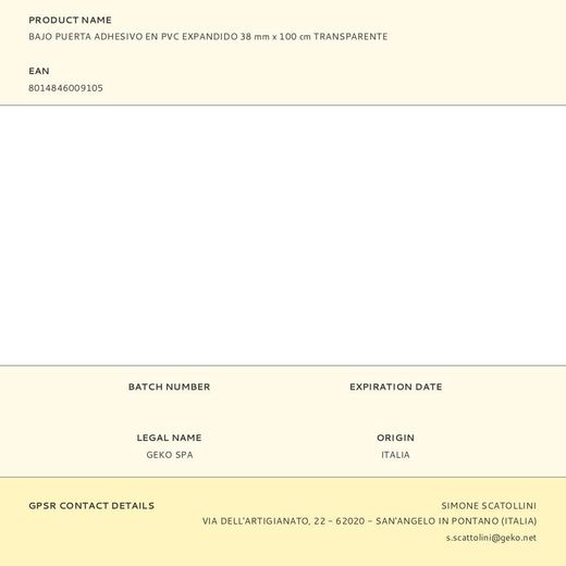 Bajo Puerta Adhesivo En Pvc Expandido 38 Mm X 100 Cm Transparente