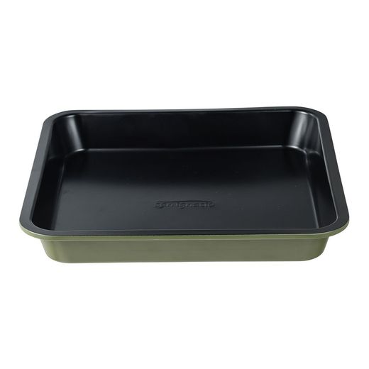 Bandeja Cuadrada De Acero Al Carbono, Para Horno, Experto, Verde Oliva, 26 X 26 X 3,5 Cm
