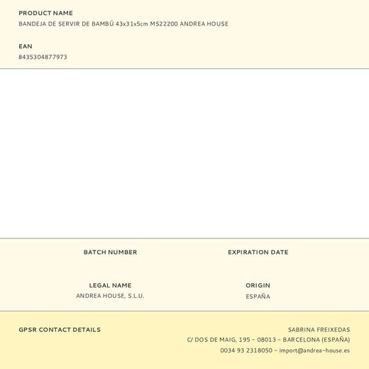 Bandeja De Bambú 43 X 31 X 5 Cm