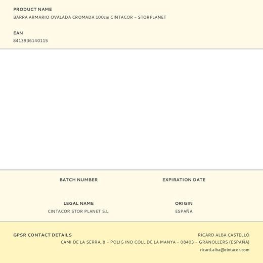 Barra Armario Ovalada Cromada 100Cm Cintacor - Storplanet