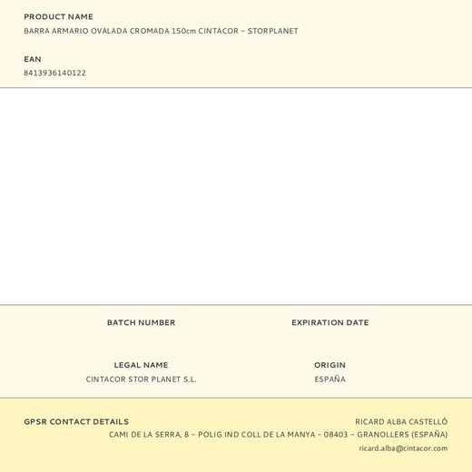 Barra Armario Ovalada Cromada 150Cm Cintacor - Storplanet