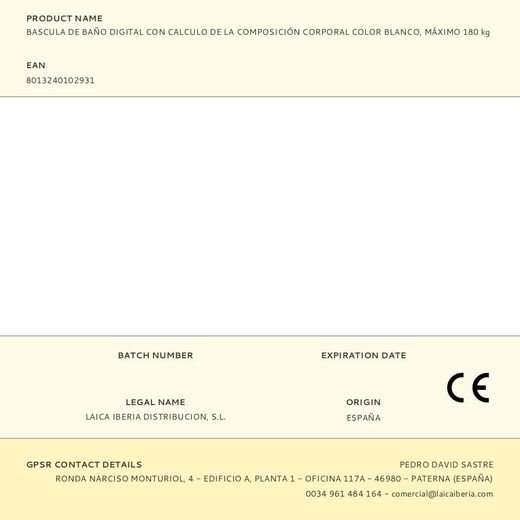 Bascula De Baño Digital Con Calculo De La Composición Corporal Color Blanco, Máximo 180 Kg