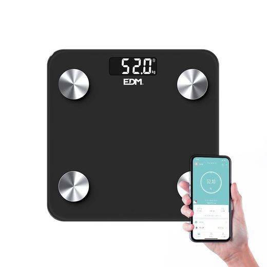 Báscula De Baño Digital Inteligente Con Bluetooth Color Negro, Máximo 180 Kg