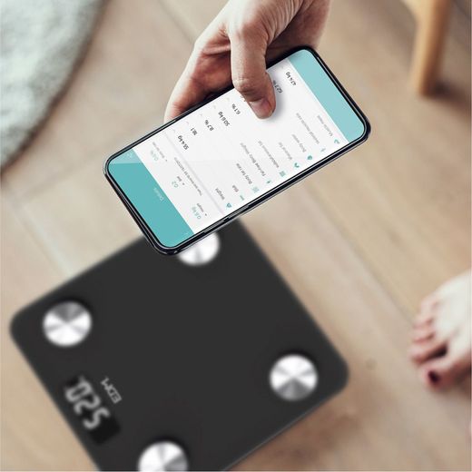 Báscula De Baño Digital Inteligente Con Bluetooth Color Negro, Máximo 180 Kg