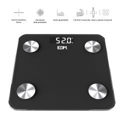 Báscula De Baño Digital Inteligente Con Bluetooth Color Negro, Máximo 180 Kg