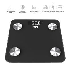 Báscula De Baño Digital Inteligente Con Bluetooth Color Negro, Máximo 180 Kg