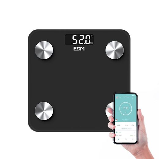 Báscula De Baño Digital Inteligente Con Bluetooth Color Negro, Máximo 180 Kg