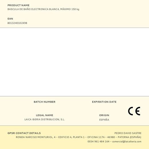 Bascula De Baño Electronica Blanca, Máximo 150 Kg