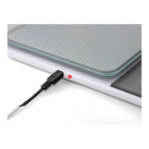 Báscula Electronica De Cocina, Máximo 5Kg. Blanca Con Batería Recargable