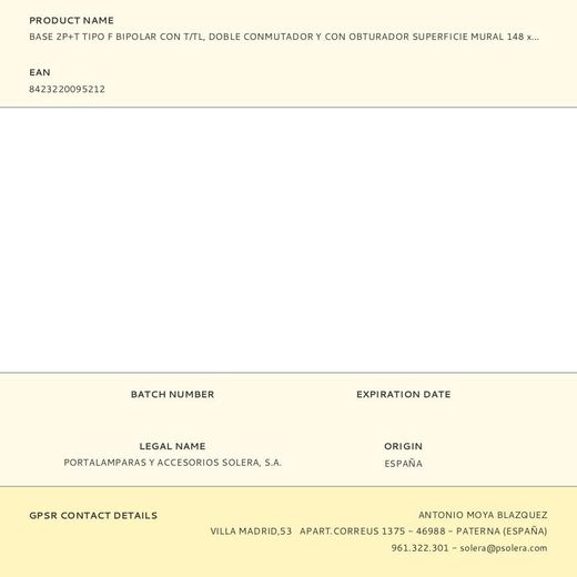 Base 2P+T Tipo F Bipolar Con T/Tl, Doble Conmutador Y Con Obturador Superficie Mural 148 X 72 X 42 Mm