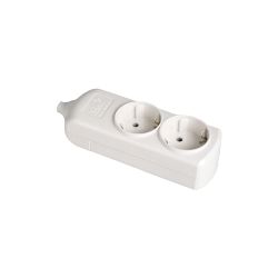 Base Bipolar 2 Tomas T/Tl 10/16 A 250 V, Sin Cable, Blanca