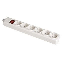 Base Bipolar 6 Tomas Con T/Tl 10/16 A 250 V, Sin Cable, Con Interruptor, Blanca