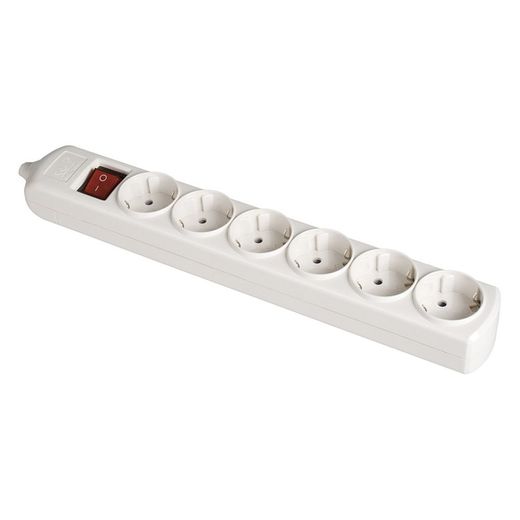 Base Bipolar 6 Tomas Con T/Tl 10/16 A 250 V, Sin Cable, Con Interruptor, Blanca