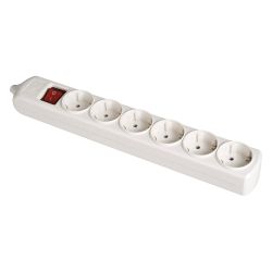 Base Bipolar 6 Tomas Con T/Tl 10/16 A 250 V, Sin Cable, Con Interruptor, Blanca