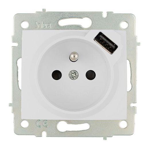 Base Bipolar Con T/T Con Toma Francesa 16A 250V Con Usb Con Obturador Serie Europa Solera Erp60Fusb