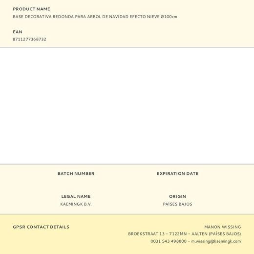 Base Decorativa Redonda Para Arbol De Navidad Efecto Nieve Ø100Cm