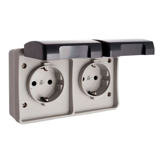 Base Doble T/Tl Estanca, 16 A 250 V Ip44