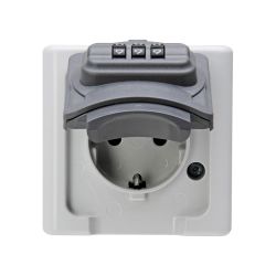 Base Fija 2P+T Tipo F Superficie Gris 16A 250V~ Con Cerradura De Combinación