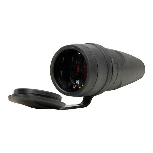 Base Móvil Bipolar Con T/T Y Tapa 16A 250 V, Ip20, Negra, Máx. 3 X 1,5 Mm²