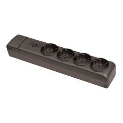 Base Múltiple 4 Tomas 2P+T Schuko, 16 A 250 V~ Grafito, Sin Cable, Con Interruptor