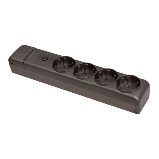 Base Múltiple 4 Tomas 2P+T Schuko, 16 A 250 V~ Grafito, Sin Cable, Con Interruptor
