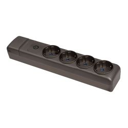 Base Múltiple 4 Tomas 2P+T Schuko, 16 A 250 V~ Grafito, Sin Cable, Con Interruptor