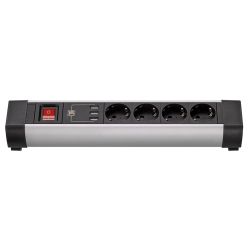 Base Múltiple Con Fijación 4 Tomas + 3 Usb, Sin Cable