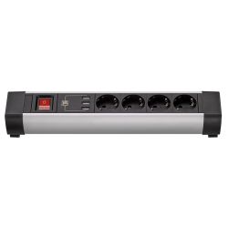 Base Múltiple Con Fijación 4 Tomas + 3 Usb, Sin Cable