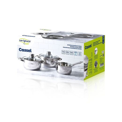 Bateria 5 Piezas De Acero Inoxidable Ind Cassel: Cazo Ø16 Cm /  Cacerola Con Tapa Ø18 Cm / Cacerola Con Tapa Ø20 Cm