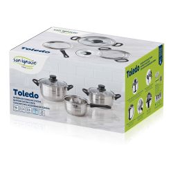 Bateria 5 Piezas De Acero Inoxidable Ind Toledo: Cazo Ø16 Cm /  Cacerola Con Tapa Ø18 Cm / Cacerola Con Tapa Ø20 Cm