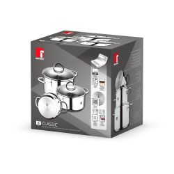 Batería 6 Piezas De Acero Inoxidable Para Inducción, Cazuela Con Tapa Ø16 Cm / Cazuela Con Tapa Ø18 Cm / Cazuela Con Tapa Ø20 Cm