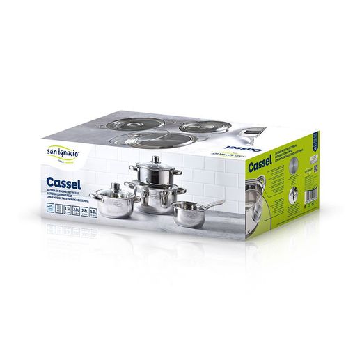 Bateria 7 Piezas De Acero Inox Ind Cassel: Cazo Ø16 Cm /  Cacerola Con Tapa Ø18 Cm / Cacerola Con Tapa Ø20 Cm / Cacerola Con Tapa Ø24 Cm