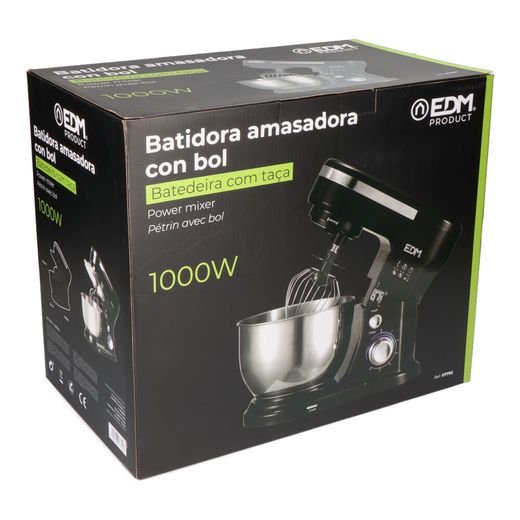 Batidora Amasadora 1000W Con Bol De Acero Inoxidable 4 L, 32 X 14 X 29 Cm