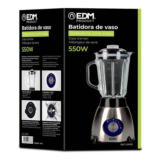Batidora De Vaso Mezclador De Cristal 550 W 1,5 L
