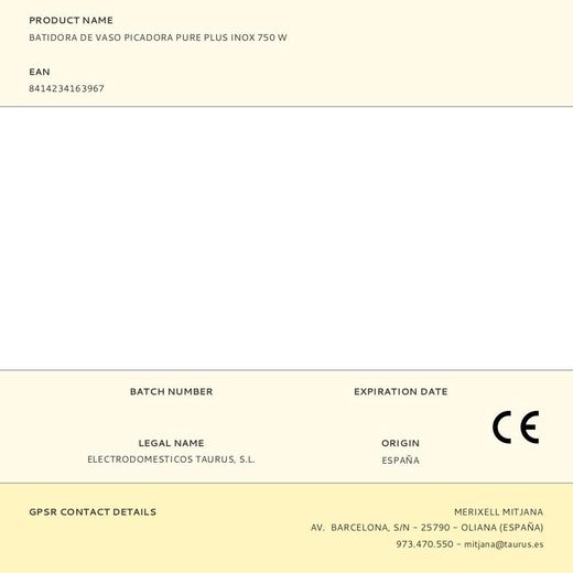 Batidora De Mano Picadora Pure Plus Inox 750 W