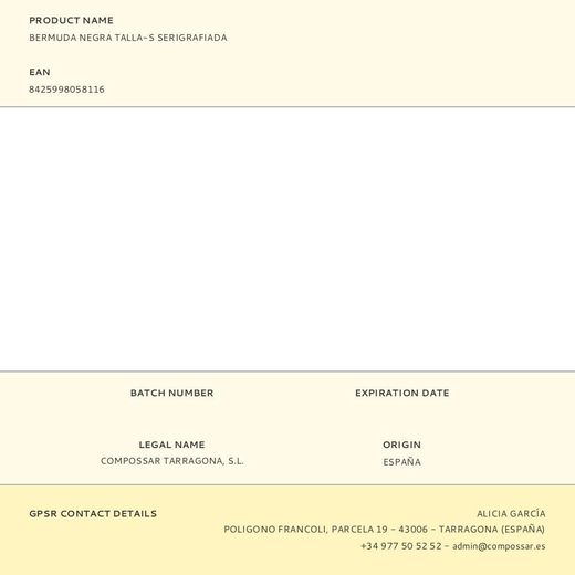 Bermuda Negra Talla-S Serigrafiada