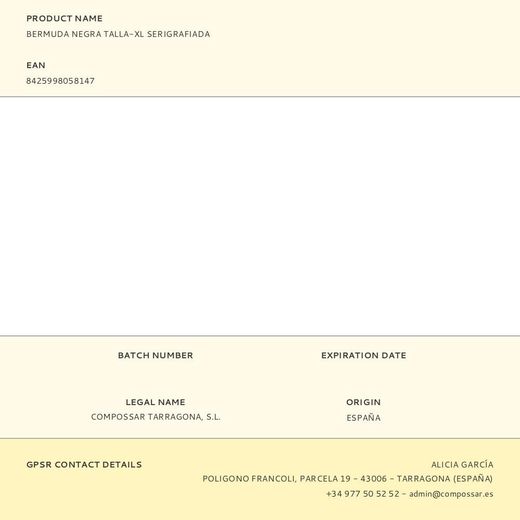 Bermuda Negra Talla-Xl Serigrafiada