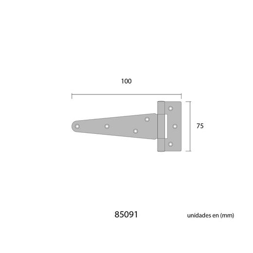 Bisagra Forma T 100X75Mm Hierro Negro