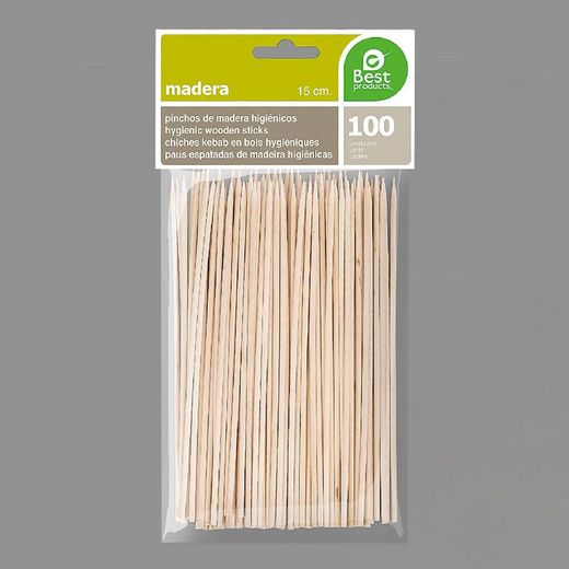 Pinchos De Madera Higiénicos 2 X 150 Mm, Blister 100 Uds