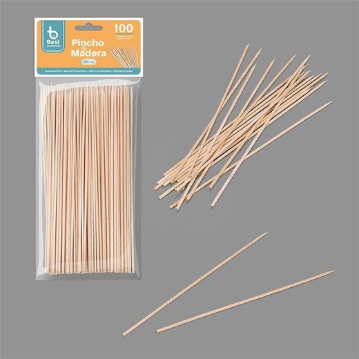 Pinchos De Madera Higiénicos 2 X 200 Mm, Blister 100 Uds