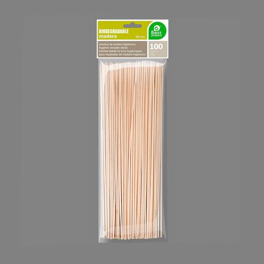 Pinchos De Madera Higiénicos 2 X 300 Mm, Blister 100 Uds