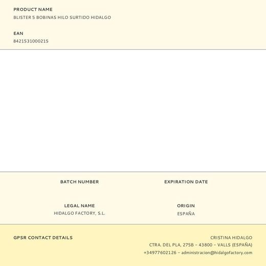 Blister 5 Bobinas Hilo Surtido Hidalgo