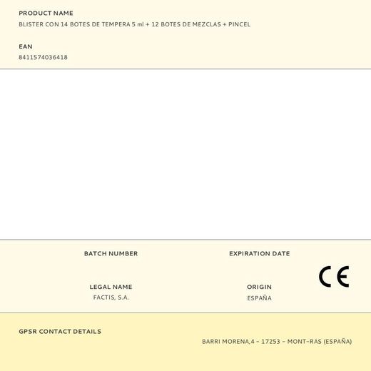 Blister Con 14 Botes De Tempera 5 Ml + 12 Botes De Mezclas + Pincel