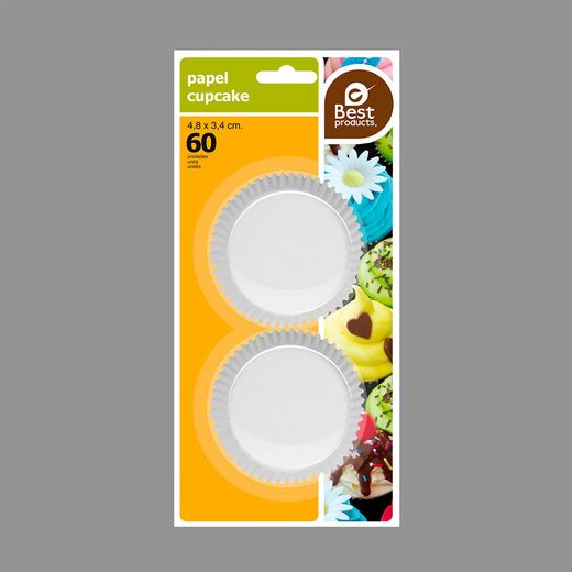 Moldes De Papel Para Magdalenas Blanco Ø4,8 X 3,4 Cm, Blister 60 Uds