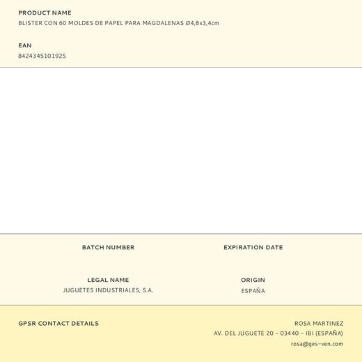 Moldes De Papel Para Magdalenas Blanco Ø4,8 X 3,4 Cm, Blister 60 Uds