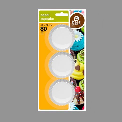 Moldes De Papel Para Magdalenas Blanco Ø4 X 2,5 Cm, Blister 80 Uds