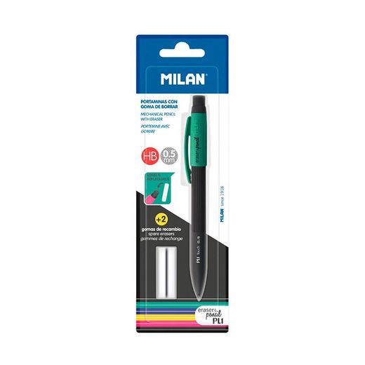 Blister Con Portaminas Pl1 0,5 Mm + 2 Gomas Milan, Modelos Surtidos